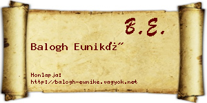 Balogh Euniké névjegykártya
